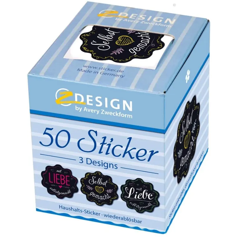 AVERY Zweckform 56859 Marmelade Sticker auf Rolle 50 Stück (Etiketten, Aufkleber für Selbstgemachtes, ablösbare selbstklebende Papiersticker 38 mm im Spender, beschriftbar, Geschenk, Einmachetiketten)