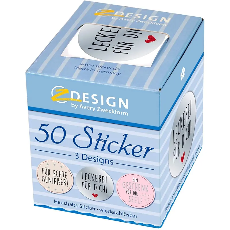 AVERY Zweckform 56860 Marmelade Sticker auf Rolle 50 Stück (Etiketten, Aufkleber, ablösbare Papiersticker mit Silberprägung 38 mm im Spender, beschriftbar, Einmachetiketten, Selbstgemachtes)