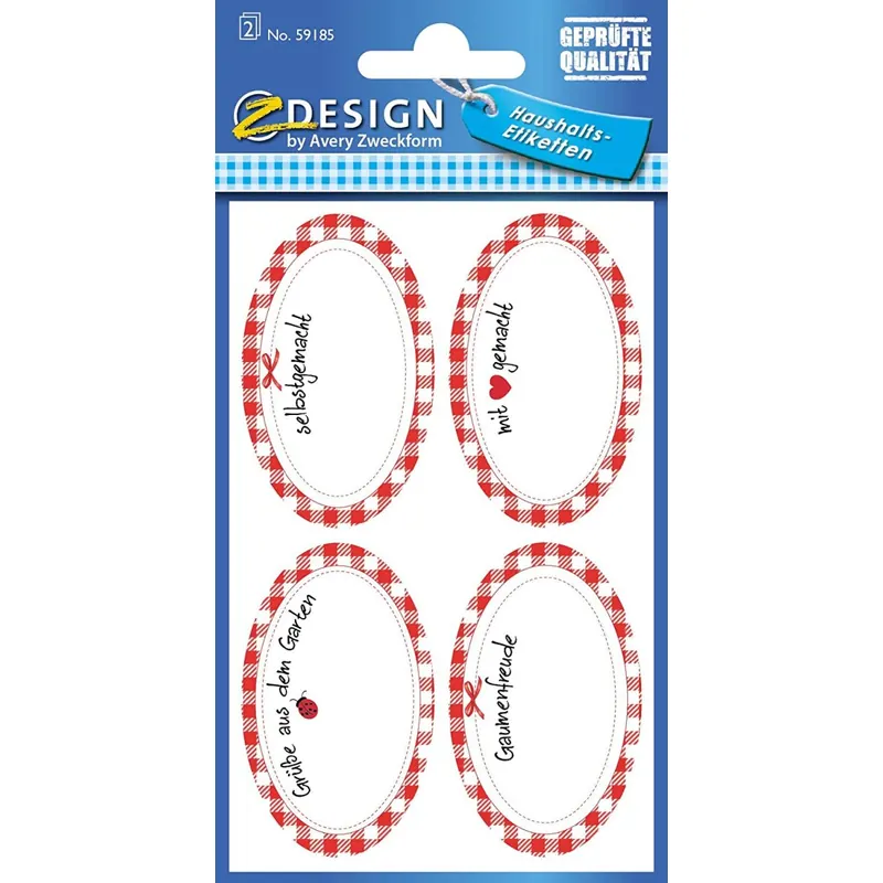 AVERY Zweckform 59185 Schuletiketten 8 Stück (Papier-Aufkleber für Mädchen und Jungen, blauer Rand,selbstklebend,starker Halt, beschriftbar, Namensschild, Namensaufkleber für Hefte, Mäppchen, Ordner)