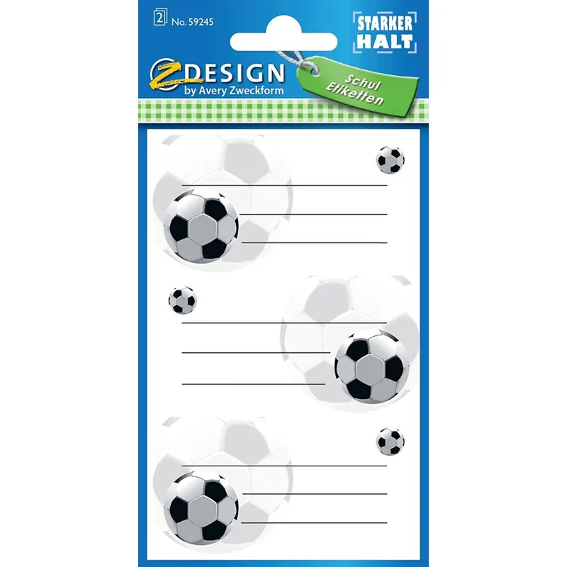 AVERY Zweckform 59245 Schuletiketten 6 Stück (Papier-Aufkleber für Mädchen und Jungen, blauer Rand,selbstklebend,starker Halt, beschriftbar, Namensschild, Namensaufkleber für Hefte, Mäppchen, Ordner)