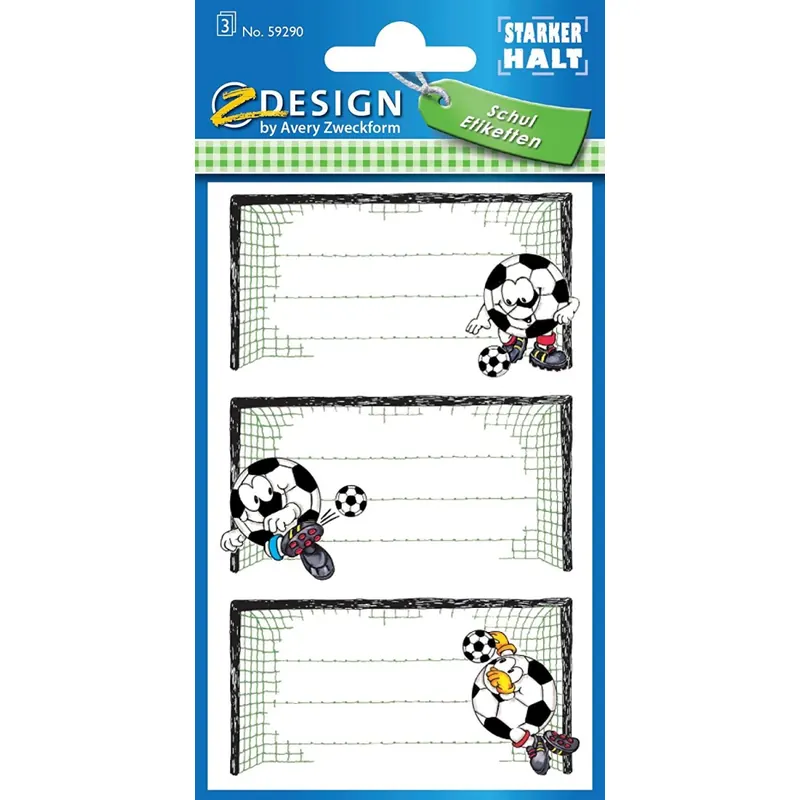 AVERY Zweckform 59290 Schuletiketten 9 Stück (Papier-Aufkleber für Mädchen und Jungen, blauer Rand,selbstklebend,starker Halt, beschriftbar, Namensschild, Namensaufkleber für Hefte, Mäppchen, Ordner)