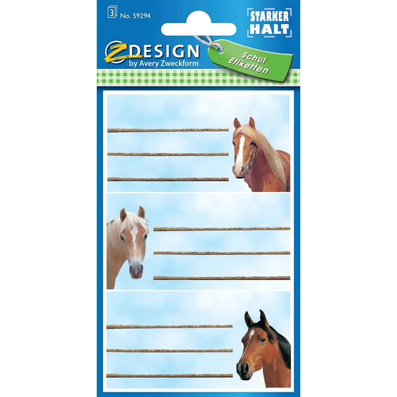 AVERY Zweckform 59294 Schuletiketten 9 Stück (Papier-Aufkleber für Mädchen und Jungen, blauer Rand,selbstklebend,starker Halt, beschriftbar, Namensschild, Namensaufkleber für Hefte, Mäppchen, Ordner)