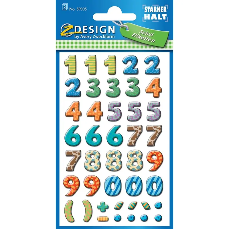 AVERY Zweckform 59335 Schuletiketten 84 Stück (Papier-Aufkleber für Mädchen und Jungen, blauer Rand,selbstklebend,starker Halt, beschriftbar, Namensschild, Namensaufkleber für Hefte, Mäppchen, Ordner)