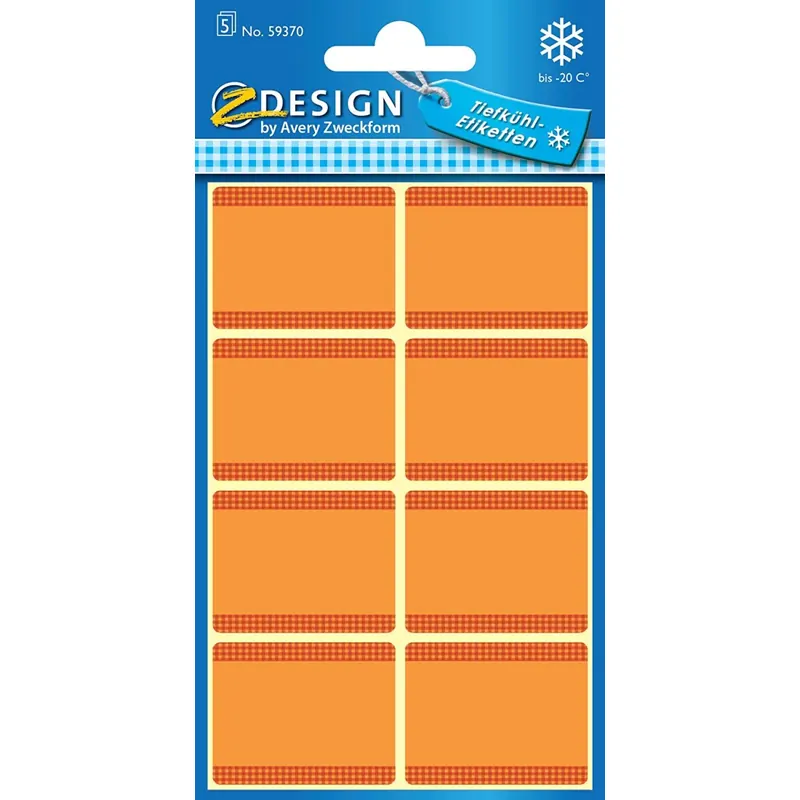 AVERY Zweckform 59370 Gefrieretiketten 40 Aufkleber (temperaturbeständig bis zu -20°C, 28x36mm, weiß orange, beschriftbar, tiefkühlfest, Haushaltsetikett, Tiefkühletikett, Einmachetikett)