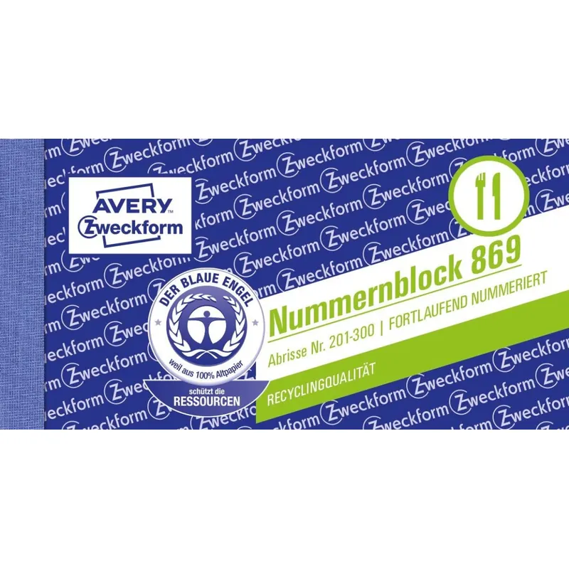 AVERY Zweckform 869-10-3 Nummernblock (105x53mm, 1.000 fortlaufend nummerierte Abrisse von 1-100 pro Block, 10 Blöcke mit je 100 Nummern, ideal für Veranstaltungen aller Art, Tombolas) rot