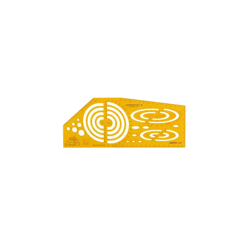 Axonographschablone Aristo AR5085 - Dimetric orange transparent Ellipsen 3 bis 36 mm Kunststoff