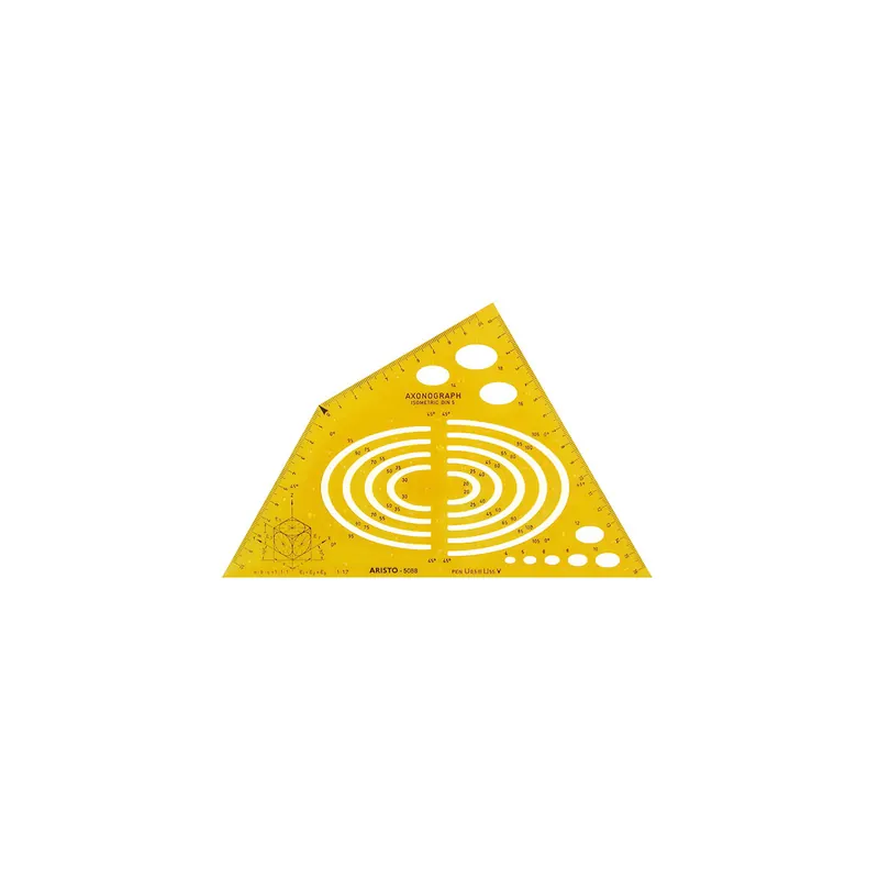 Axonographschablone Aristo AR5088 - Isometric orange transparent Ellipsen 4 bis 105 mm Kunststoff