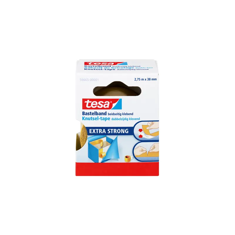 Bastelband tesa 56665 - 38 mm x 2,75 m transparent extra strong für Privat/Endverbraucher-Anwendungen