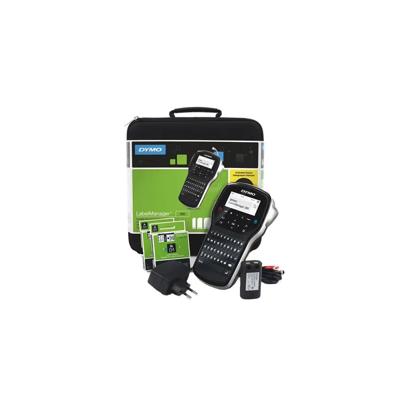 Beschriftungsgerät Dymo Labelmanager 280 S0968990 - 6, 9, 12 mm D1-Bänder DE/AT/CH 2 Zeilen Kofferset
