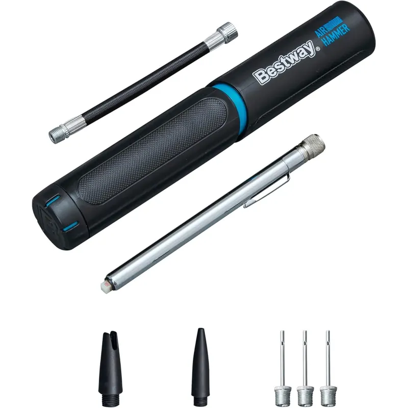 Bestway 62321 Air Hammer Ballpumpe – Kompakte Handpumpe für Fußball, Basketball & Volleyball, inkl. 3 Nadeln & 2 Adaptern, tragbare Luftpumpe für alle Sportbälle