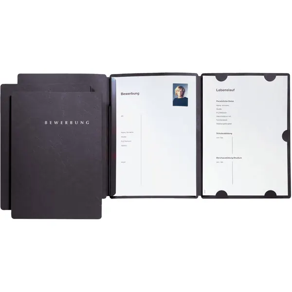 Bewerbungsmappe Pagna Basic Select 22002 - A4 schwarz 3-Seitig