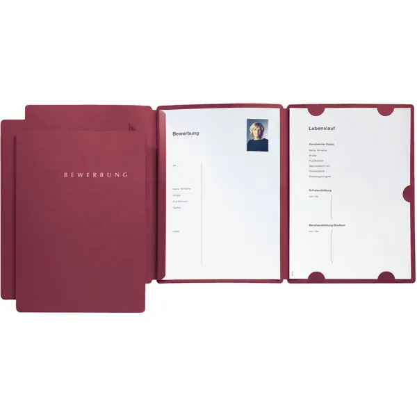 Bewerbungsmappe Pagna Basic Select 22016 - A4 rot 3-Seitig Pckg/3