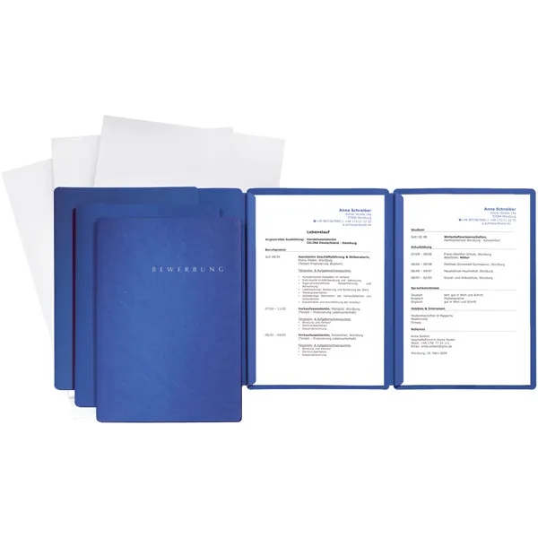 Bewerbungsmappe Pagna Basic Special 22028 - A4 blau 3-Seitig Pckg/3