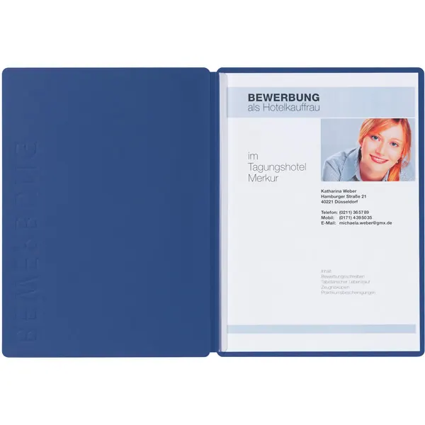 Bewerbungsmappe Pagna Classic Solo 22006 - A4 blau 2-Seitig