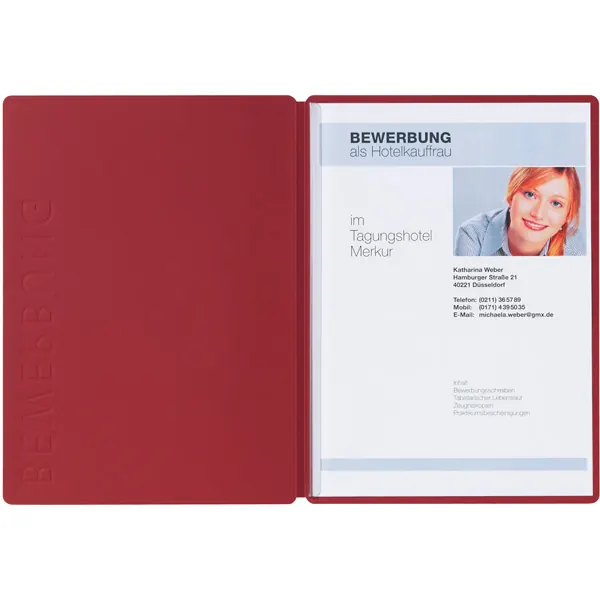 Bewerbungsmappe Pagna Classic Solo 22006 - A4 rot 2-Seitig