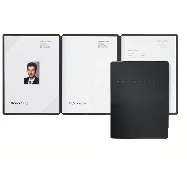 Bewerbungsmappe Pagna Classic Square 22022 - A4 schwarz 3-Seitig