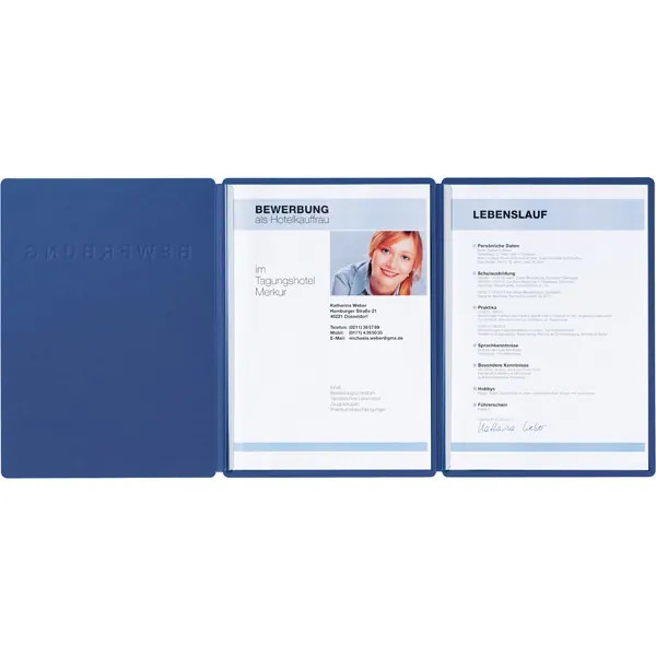 Bewerbungsmappe Pagna Classic Supreme 22009 - A4 blau 3-Seitig
