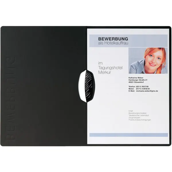 Bewerbungsmappe Pagna Classic Swing 22007 - A4 schwarz 2-Seitig