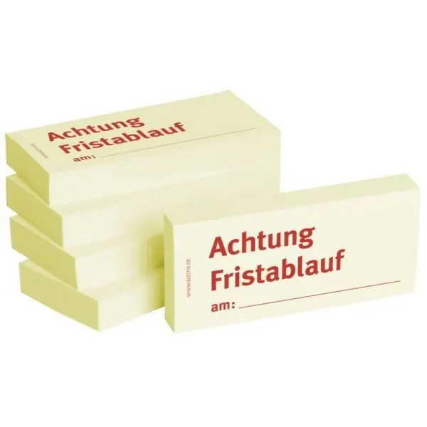 BIZSTIX Bedruckte Haftnotizen- Text: Achtung Fristablauf am