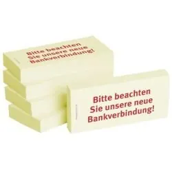 BIZSTIX Bedruckte Haftnotizen- Text: Bitte beachten Sie unsere neue Bankverbindung!