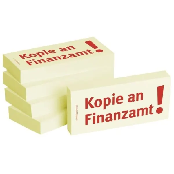 BIZSTIX Bedruckte Haftnotizen- Text: Kopie an Finanzamt!