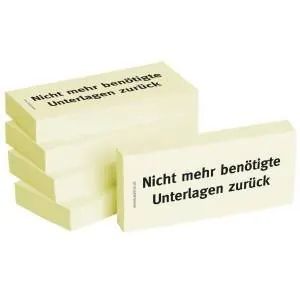 BIZSTIX Bedruckte Haftnotizen - Text: Nicht mehr benötigte Unterlagen zurück