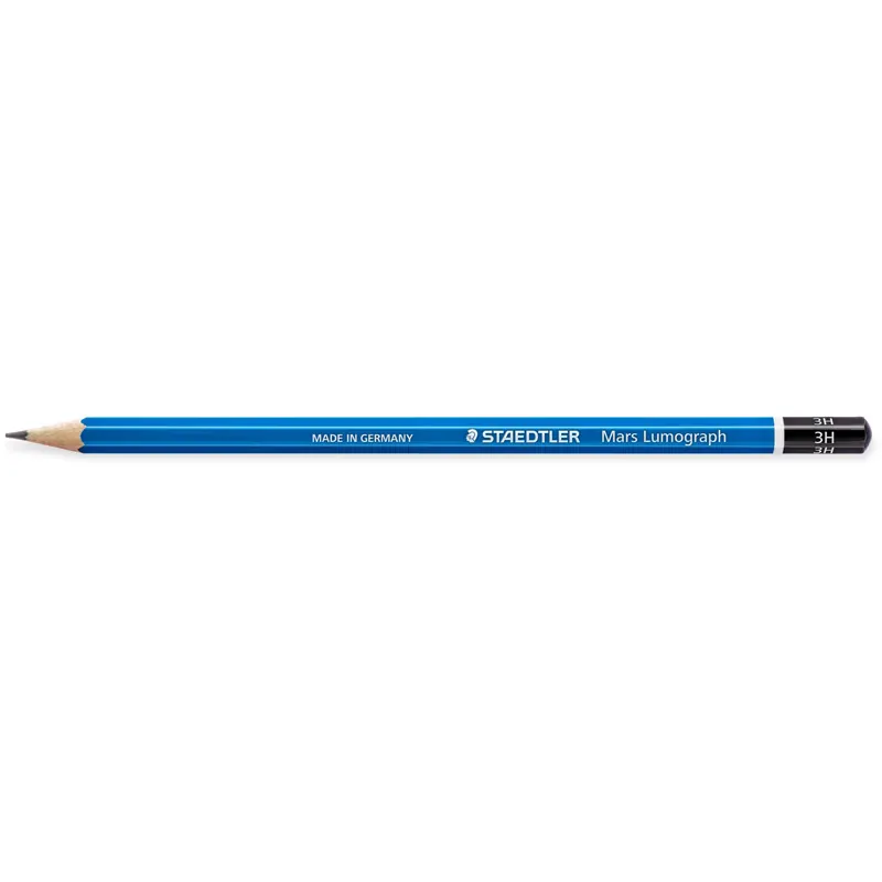 Bleistift Staedtler Mars Lumograph 100 - blau Normalmine 3H ohne Radierer Sechskantform