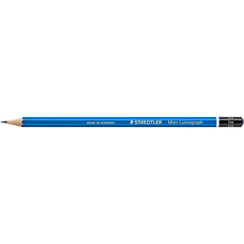 Bleistift Staedtler Mars Lumograph 100 - blau Normalmine 7H ohne Radierer Sechskantform