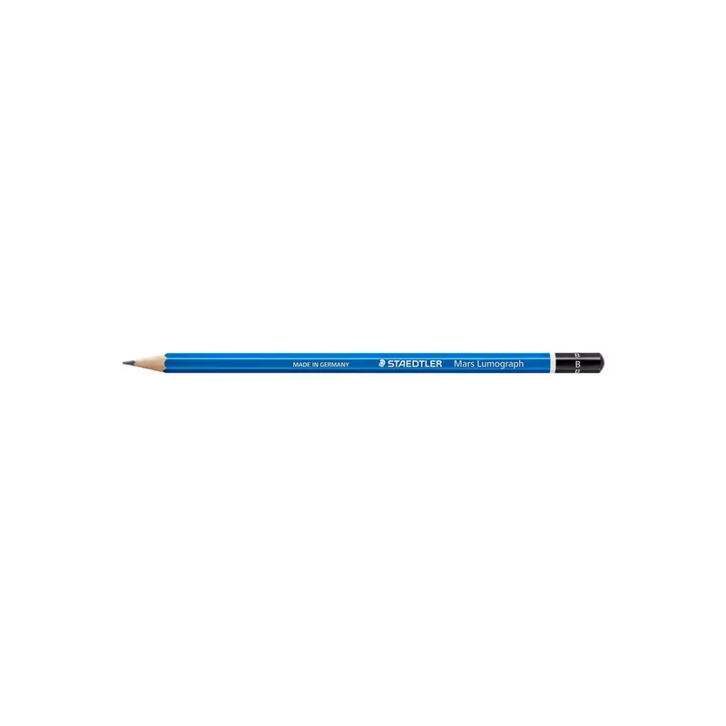 Bleistift Staedtler Mars Lumograph 100 - blau Normalmine B ohne Radierer Sechskantform