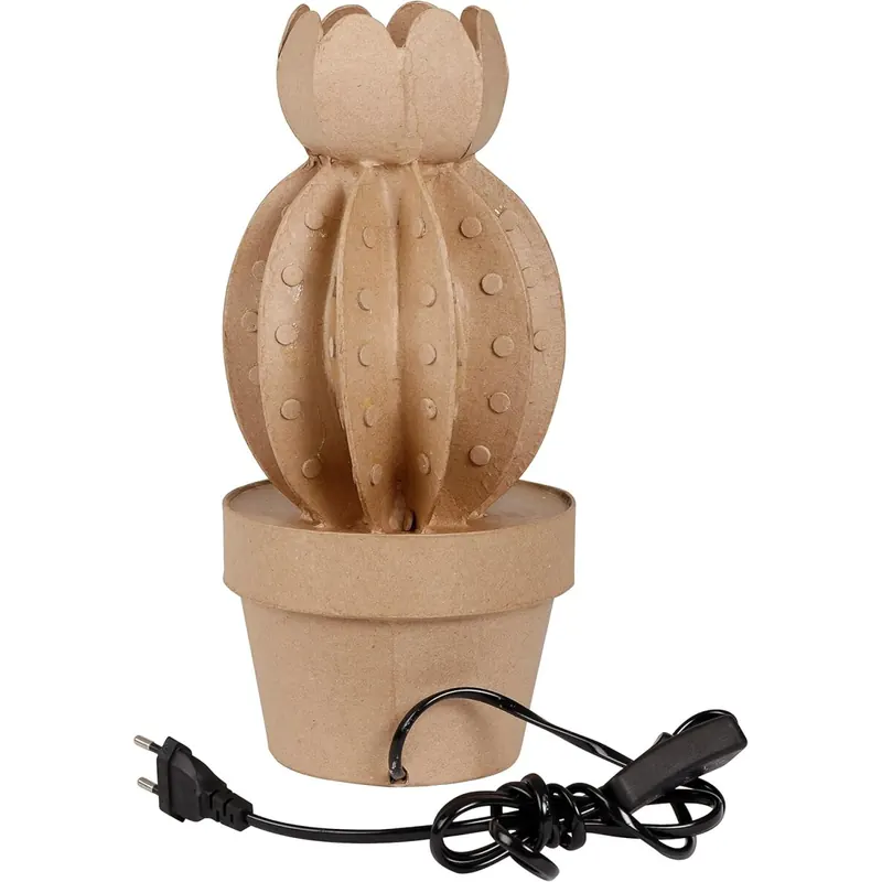 Braunes Pappmaché, Kaktuslampe 30,5cm - Kartonbraun