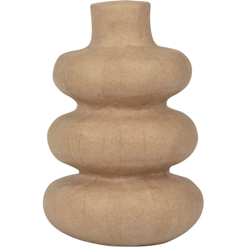 Braunes Pappmaché, kurvige Vase 22cm, wasserfest - Kartonbraun
