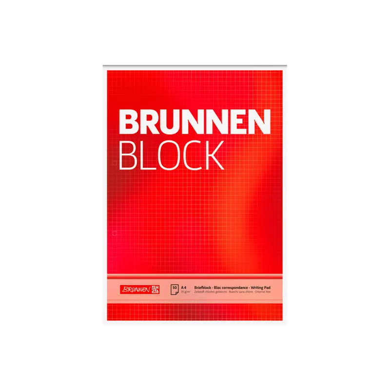 Briefblock Brunnen 52758 - A4 210 x 297 mm Deckblatt kariert Lineatur22 5 x 5 mm 50 Blatt weißes Qualitätspapier 70 g/m²