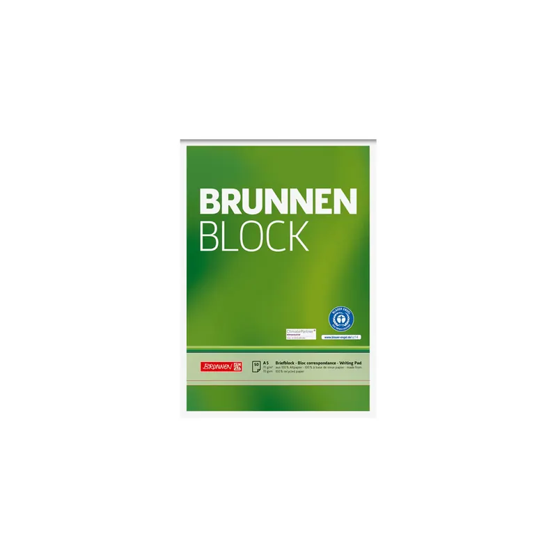 Briefblock Brunnen Recycling 52416 - A5 148 x 210 mm Deckblatt blanko Lineatur06 50 Blatt Blauer Engel Recyclingpapier 70 g/m²