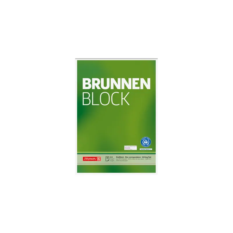 Briefblock Brunnen Recycling 52616 - A4 210 x 297 mm Deckblatt blanko Lineatur20 50 Blatt Blauer Engel Recyclingpapier 70 g/m²