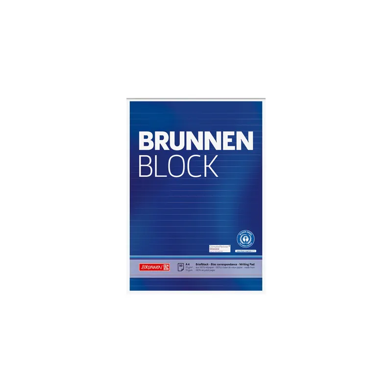 Briefblock Brunnen Recycling 52617 - A4 210 x 297 mm Deckblatt liniert Lineatur21 mit Schreiblinie 50 Blatt Blauer Engel Recyclingpapier 70 g/m²