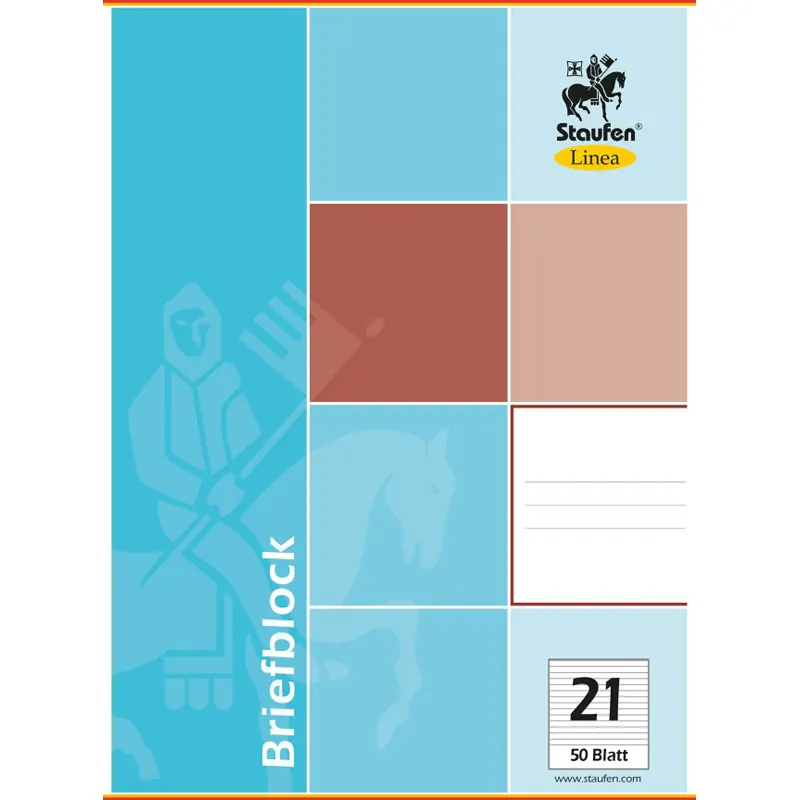 Briefblock Staufen Linea 734045321 - A4 210 x 297 mm Deckblatt liniert Lineatur21 mit Schreiblinie 50 Blatt ECF weißes Qualitätspapier 60 g/m²