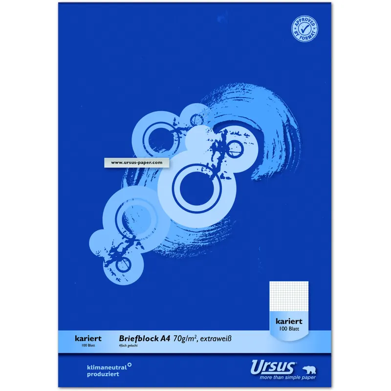 Briefblock Staufen Style 040460022 - A4 210 x 297 mm Deckblatt kariert Lineatur22 5 x 5 mm 100 Blatt klimaneutral weißes Qualitätspapier 70 g/m²