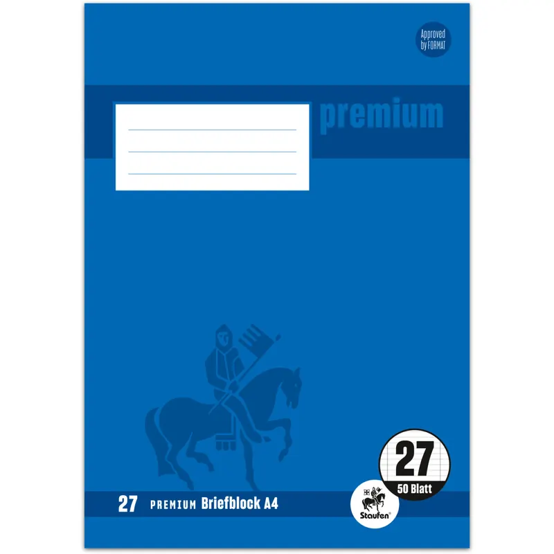 Briefblock Staufen Style 734041827 - A4 210 x 297 mm Deckblatt liniert Lineatur27 10 mm mit Doppelrand 50 Blatt klimaneutral weißes Qualitätspapier 70 g/m²