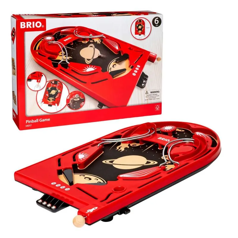 BRIO Spiele 34017 Holz-Flipper Space Safari - Pinball als Holzspielzeug für Kinder - Kinderspielzeug empfohlen ab 6 Jahren