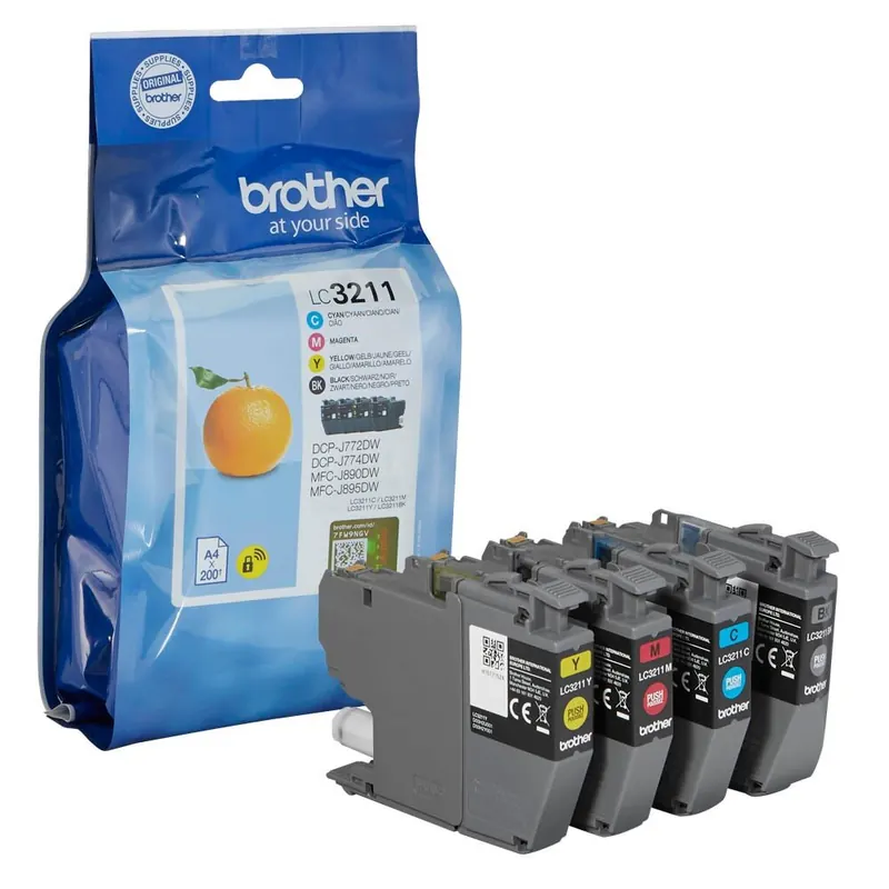 Brother LC-3211VAL 200 Seiten, schwarz, cyan, magenta, gelb, Tintenpatrone – Tintenpatronen (DCP-J774DW MFC-J890DW MFC-J895DW, Standard Ertrag 200 Seiten)
