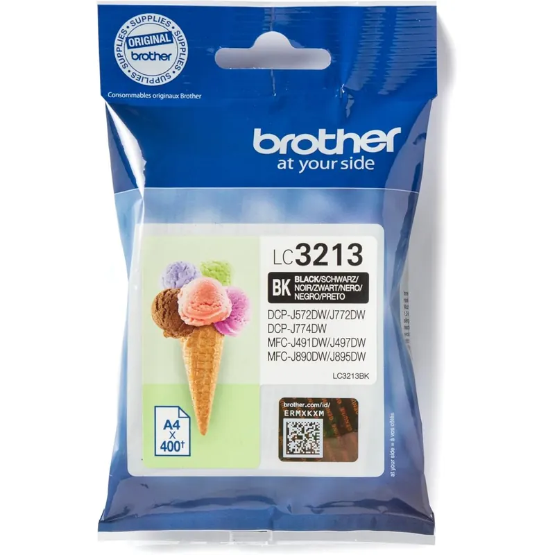 Brother LC-3213BK Tintenpatrone (400 Seiten, geeignet für Brother DCP-J772DW, DCP-J774DW, MFC-J890DW, MFC-J895DW) schwarz, XL