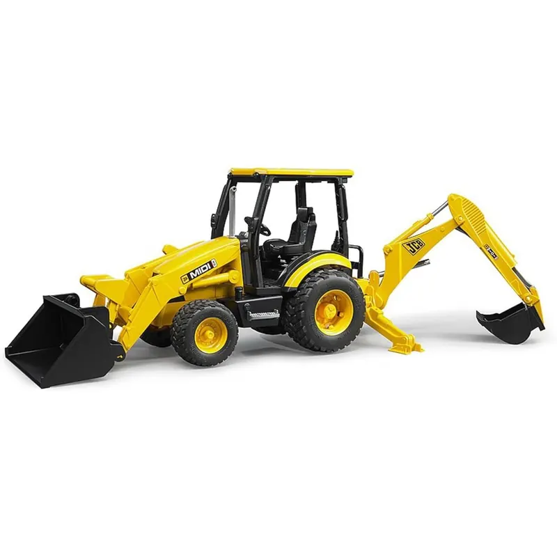 bruder 02427 - JCB MIDI CX Baggerlader - 1:16 Baustelle Baufahrzeug Löffelbagger Heckbagger Arbeiter bworld Baumaschine Spielzeug
