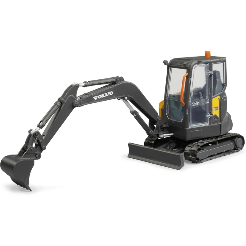 bruder 02465 - Volvo Kompaktbagger ECR40-1:16 Baufahrzeug, Baustelle, Löffelbagger, Arbeiter, Baumaschine, Spielzeug
