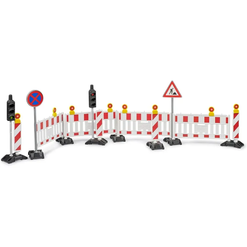 Bruder 62009 - Zubehör Verkehrssicherungsset mit Ampel - Zubehör, Baustelle, Straßenbau, Baufahrzeuge