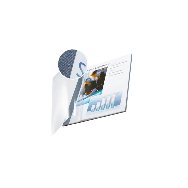 Buchbindemappe Leitz impressBIND 7399 - A4 blau 36-70 Blatt transparenter Vorderdeckel Soft Cover Pckg/10