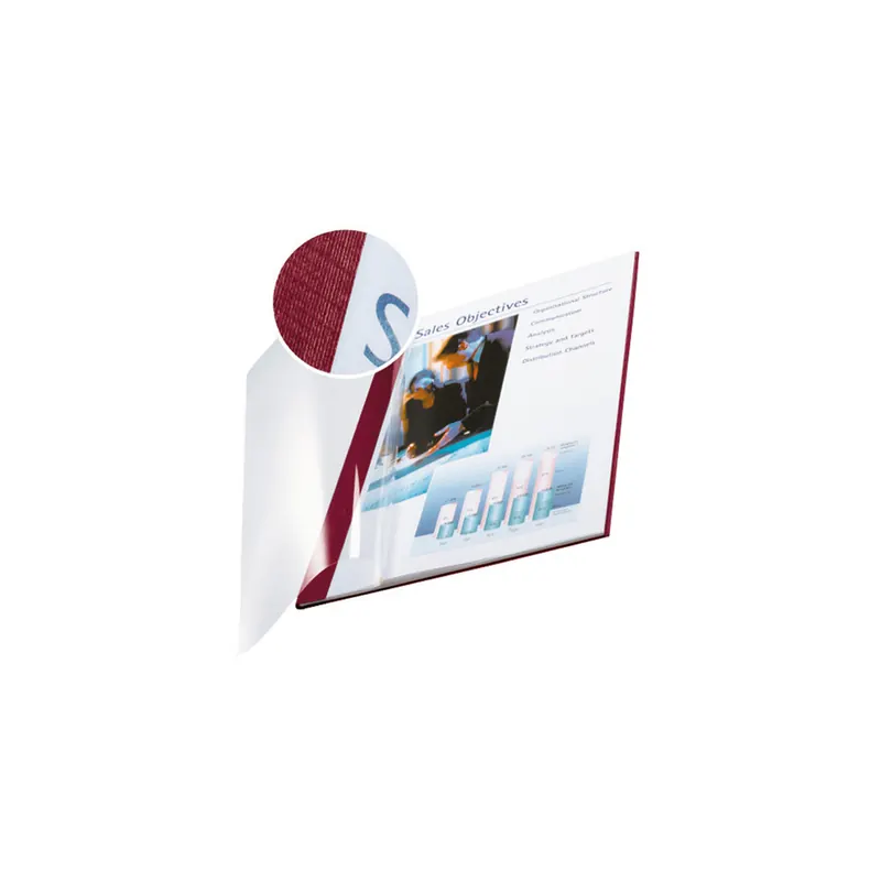 Buchbindemappe Leitz impressBIND 7399 - A4 bordeaux 36-70 Blatt transparenter Vorderdeckel Soft Cover Pckg/10