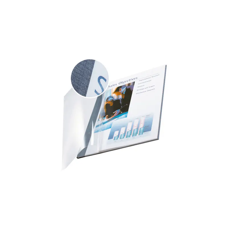 Buchbindemappe Leitz impressBIND 7415 - A4 blau 106-140 Blatt transparenter Vorderdeckel Soft Cover Pckg/10