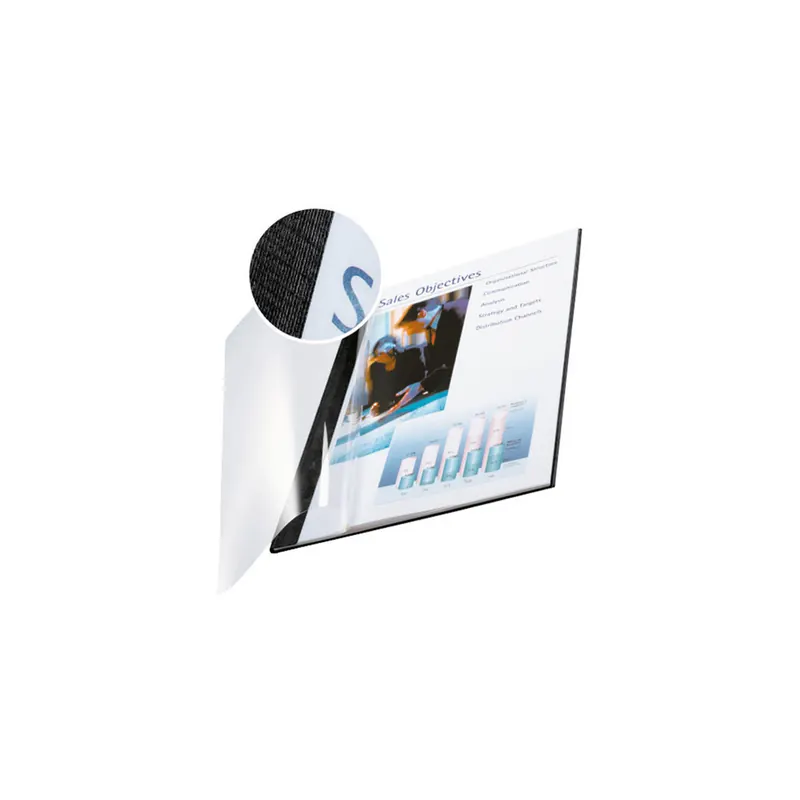 Buchbindemappe Leitz impressBIND 7415 - A4 schwarz 106-140 Blatt transparenter Vorderdeckel Soft Cover Pckg/10