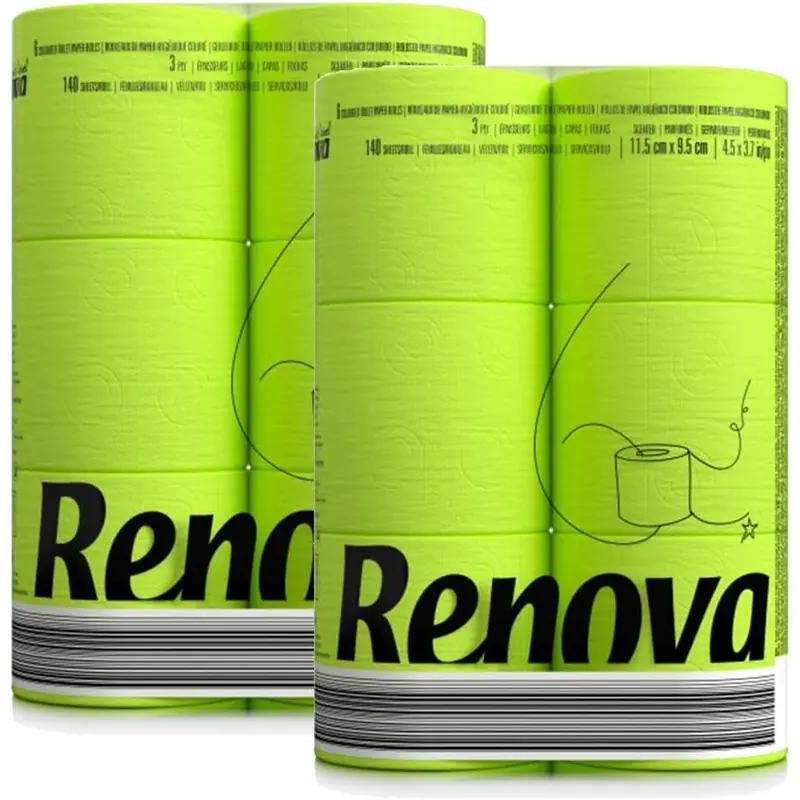 buntes, farbiges Toilettenpapier 12 Rollen - 3-lagig - Renova - weich - originell - Klopapier - Black Label - grün