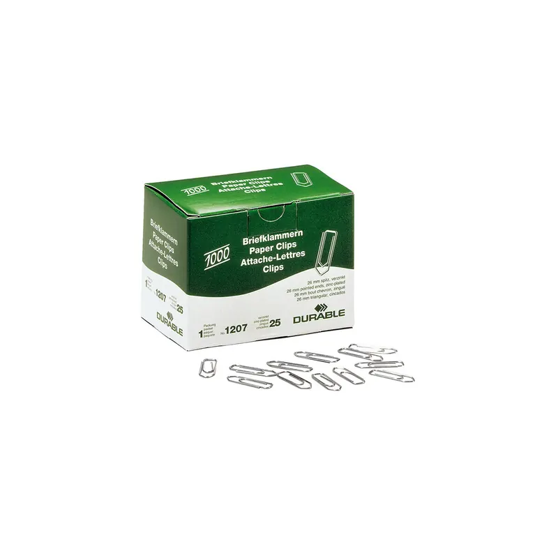 Büroklammer Durable 1207 - 26 mm verzinkt Metall Pckg/1000